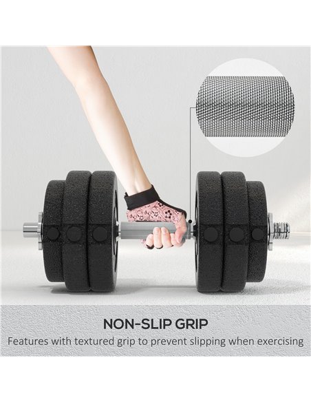 HOMCOM 30KG Adjustable Dumbbells Set, Hand Weights Set for Home Gym Weight Lifting Training A91-139V03BK - pic 95541 | FastDaddyshop