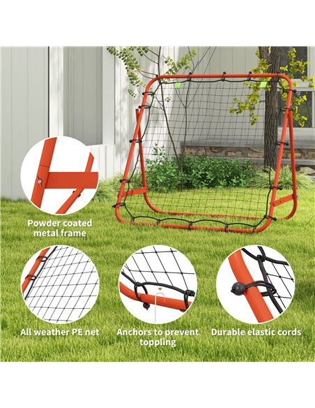 HOMCOM Adjustable Rebounder Net Kickback Target Goal for Teens Adults Training, Red A62-011V00RD - pic 95559 | FastDaddyshop