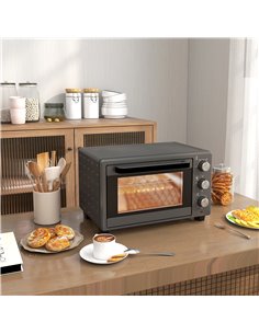 HOMCOM Mini Oven, 21L Countertop Electric Grill, Toaster Oven with Adjustable Temperature, Timer, Baking Tray and Wire Rack, 140 2