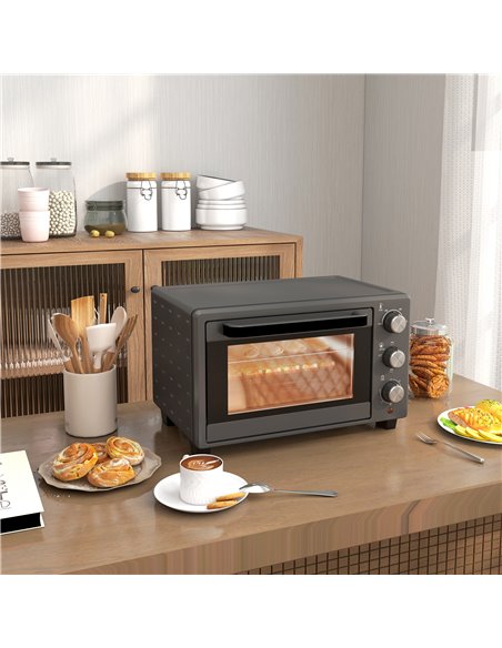 HOMCOM Mini Oven, 21L Countertop Electric Grill, Toaster Oven with Adjustable Temperature, Timer, Baking Tray and Wire Rack, 140 - pic 95565 | FastDaddyshop