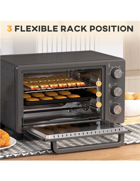 HOMCOM Mini Oven, 21L Countertop Electric Grill, Toaster Oven with Adjustable Temperature, Timer, Baking Tray and Wire Rack, 140 - pic 95568 | FastDaddyshop