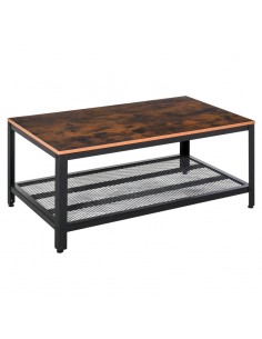 Homcom Retro Industrial Coffee Table with Metal Frame, Rustic Brown