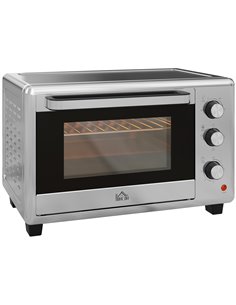 HOMCOM 30L 60-230°C Mini Electric Oven, with Accessories - Silver Tone 800-167V70SR
