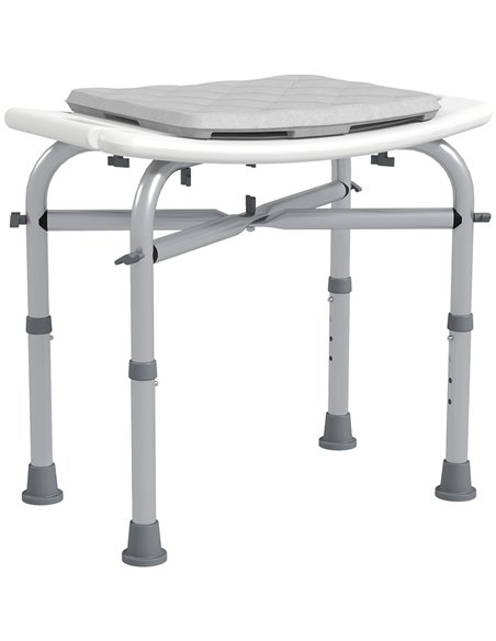 HOMCOM Shower Seating: Adjustable Aluminium Frame with Removable Cushion, Integrated Shower Head Holder, Anti-Slip Design for El - pic 95582 | FastDaddyshop