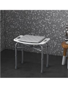 HOMCOM Shower Seating: Adjustable Aluminium Frame with Removable Cushion, Integrated Shower Head Holder, Anti-Slip Design for El 2