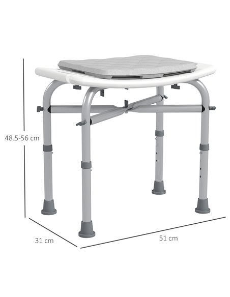 HOMCOM Shower Seating: Adjustable Aluminium Frame with Removable Cushion, Integrated Shower Head Holder, Anti-Slip Design for El - pic 95584 | FastDaddyshop