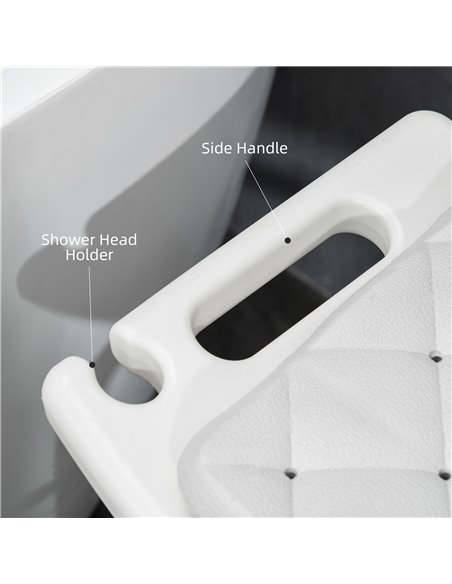 HOMCOM Shower Seating: Adjustable Aluminium Frame with Removable Cushion, Integrated Shower Head Holder, Anti-Slip Design for El - pic 95588 | FastDaddyshop