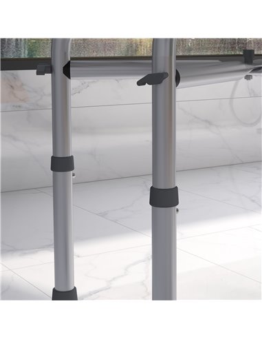 HOMCOM Shower Seating: Adjustable Aluminium Frame with Removable Cushion, Integrated Shower Head Holder, Anti-Slip Design for El