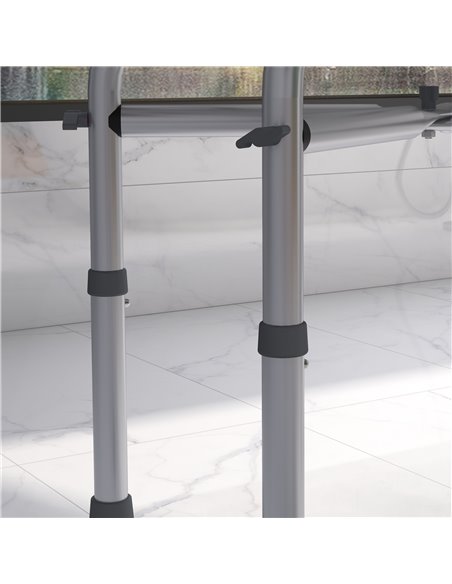 HOMCOM Shower Seating: Adjustable Aluminium Frame with Removable Cushion, Integrated Shower Head Holder, Anti-Slip Design for El - pic 95590 | FastDaddyshop