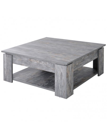 Homcom 2 Tier Wood Coffee Table with Bottom Storage Shelf, Grey Wood Grain - pic 9561 | FastDaddyshop