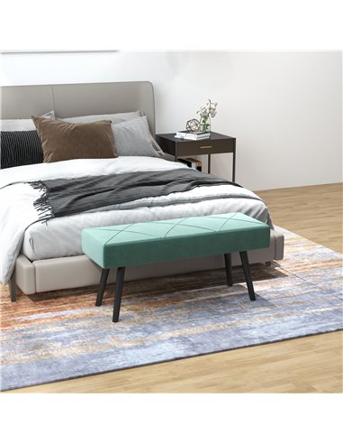 HOMCOM Bedroom Bench Shoe Bench with Sponge Cushion, Steel Legs, Velvet-Feel Upholstery, for Window Seat, Entryway Storage 831-6