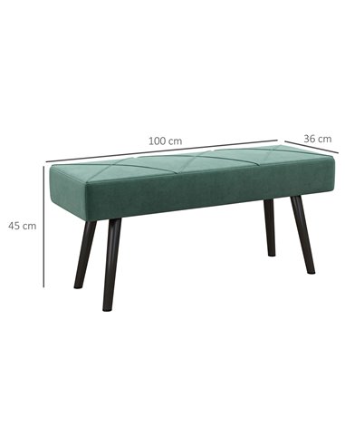 HOMCOM Bedroom Bench Shoe Bench with Sponge Cushion, Steel Legs, Velvet-Feel Upholstery, for Window Seat, Entryway Storage 831-6
