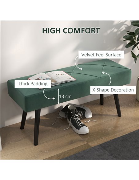 HOMCOM Bedroom Bench Shoe Bench with Sponge Cushion, Steel Legs, Velvet-Feel Upholstery, for Window Seat, Entryway Storage 831-6 - pic 95612 | FastDaddyshop