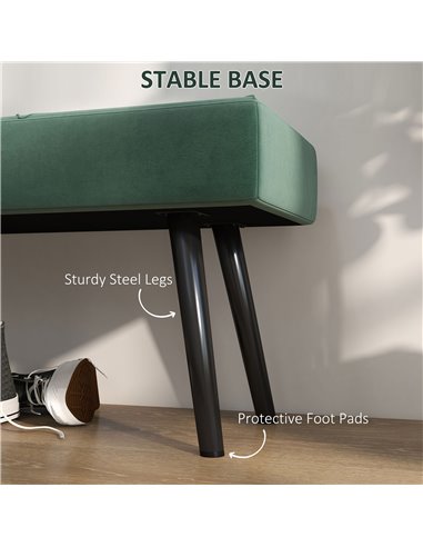 HOMCOM Bedroom Bench Shoe Bench with Sponge Cushion, Steel Legs, Velvet-Feel Upholstery, for Window Seat, Entryway Storage 831-6
