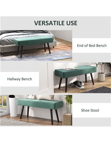 HOMCOM Bedroom Bench Shoe Bench with Sponge Cushion, Steel Legs, Velvet-Feel Upholstery, for Window Seat, Entryway Storage 831-6