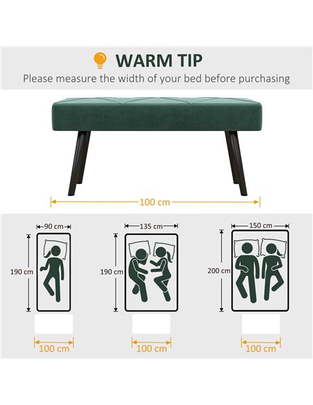 HOMCOM Bedroom Bench Shoe Bench with Sponge Cushion, Steel Legs, Velvet-Feel Upholstery, for Window Seat, Entryway Storage 831-6 - pic 95615 | FastDaddyshop