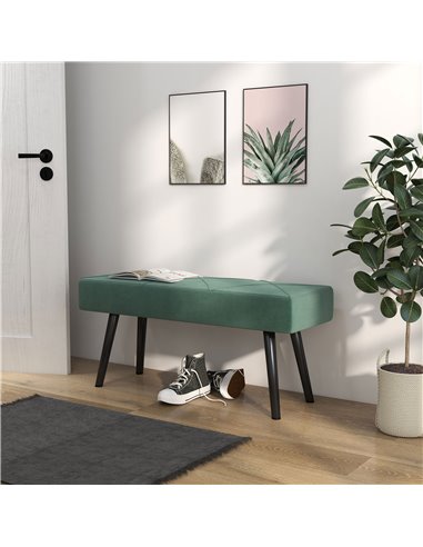 HOMCOM Bedroom Bench Shoe Bench with Sponge Cushion, Steel Legs, Velvet-Feel Upholstery, for Window Seat, Entryway Storage 831-6