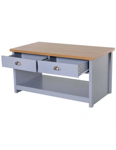 Homcom Coffee Table with 2 Drawers, Open Display Wood Effect Tabletop - pic 9565 | FastDaddyshop