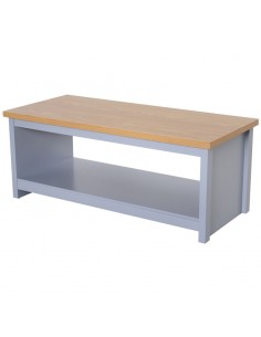 Homcom Coffee Table with Open Display Wood Effect, Tabletop Retro Rustic Style, Grey