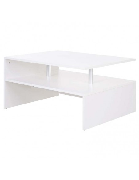 Homcom 2-Tier Coffee Table with Open Shelf, White - pic 9567 | FastDaddyshop