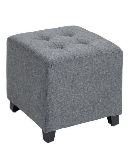 HOMCOM Stylish Square Ottoman Footstool, Linen-Look Fabric, Button Tufts, Wood Frame, Versatile Grey 839-007V71GY - pic 95681 | FastDaddyshop