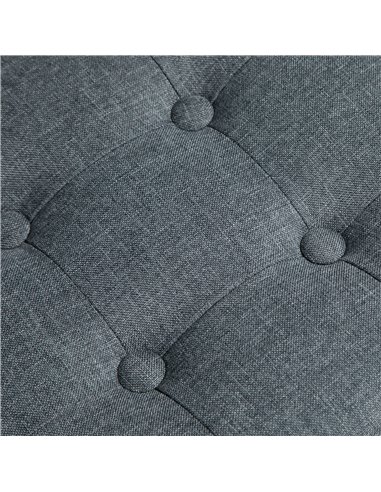 HOMCOM Stylish Square Ottoman Footstool, Linen-Look Fabric, Button Tufts, Wood Frame, Versatile Grey 839-007V71GY