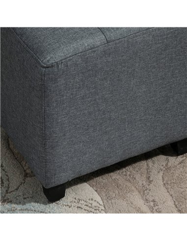 HOMCOM Stylish Square Ottoman Footstool, Linen-Look Fabric, Button Tufts, Wood Frame, Versatile Grey 839-007V71GY