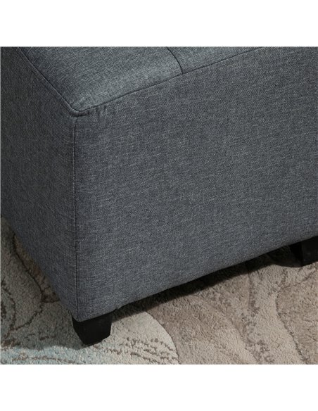 HOMCOM Stylish Square Ottoman Footstool, Linen-Look Fabric, Button Tufts, Wood Frame, Versatile Grey 839-007V71GY - pic 95688 | FastDaddyshop