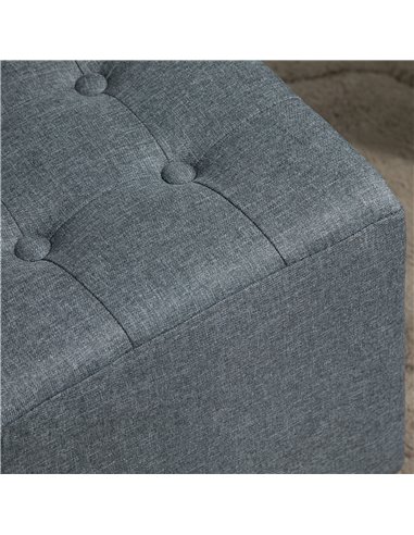 HOMCOM Stylish Square Ottoman Footstool, Linen-Look Fabric, Button Tufts, Wood Frame, Versatile Grey 839-007V71GY