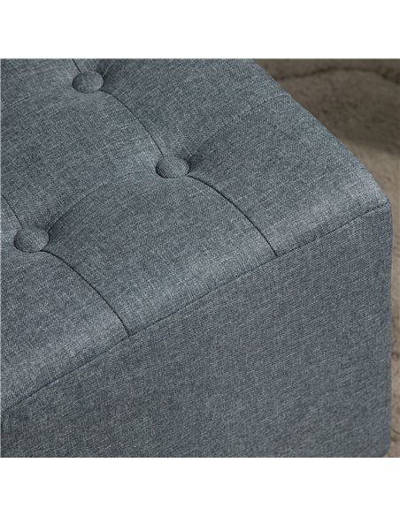 HOMCOM Stylish Square Ottoman Footstool, Linen-Look Fabric, Button Tufts, Wood Frame, Versatile Grey 839-007V71GY - pic 95689 | FastDaddyshop