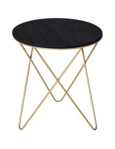Homcom Wooden Metal Round Coffee Table, Black Gold Color