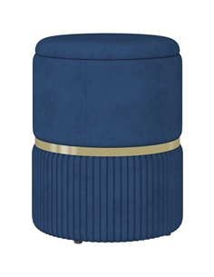 HOMCOM Round Ottoman Stool with Storage, Velvet-feel Fabric Pouffe, Padded Seat Foot Stool, Blue 838-439V70DB