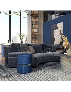 HOMCOM Round Ottoman Stool with Storage, Velvet-feel Fabric Pouffe, Padded Seat Foot Stool, Blue 838-439V70DB 2