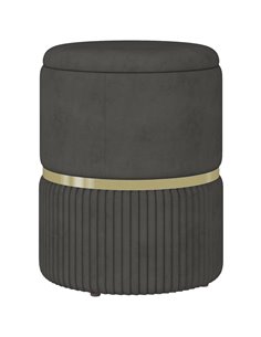 HOMCOM Velvet-feel Round Ottoman Stool, Storage Pouffe, Padded Seat, Hidden Compartment, Grey 838-439V70GY