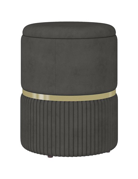HOMCOM Velvet-feel Round Ottoman Stool, Storage Pouffe, Padded Seat, Hidden Compartment, Grey 838-439V70GY - pic 95699 | FastDaddyshop