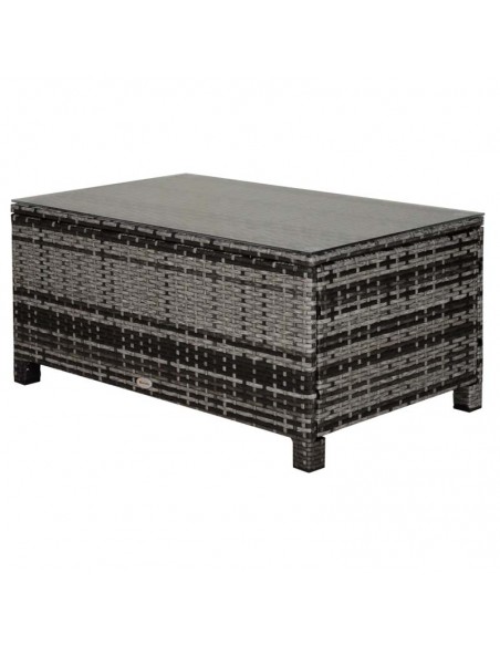 Outsunny Rattan Coffee Table with Tempered Glass Table Top, Mixed Grey - pic 9570 | FastDaddyshop
