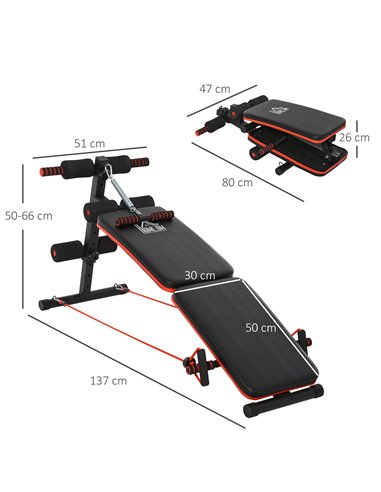 HOMCOM Steel Foldable Home Core Workout Bench Red/Black A91-085