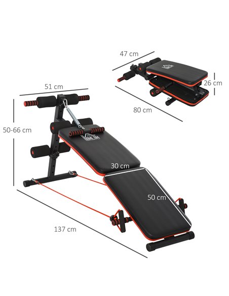 HOMCOM Steel Foldable Home Core Workout Bench Red/Black A91-085 - pic 95719 | FastDaddyshop