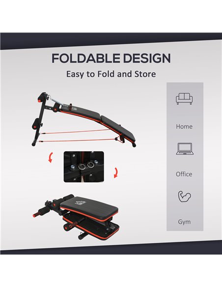 HOMCOM Steel Foldable Home Core Workout Bench Red/Black A91-085 - pic 95723 | FastDaddyshop