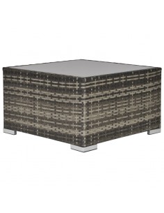 Outsunny Square PE Wicker Rattan Table with Glass Top - Dark Grey