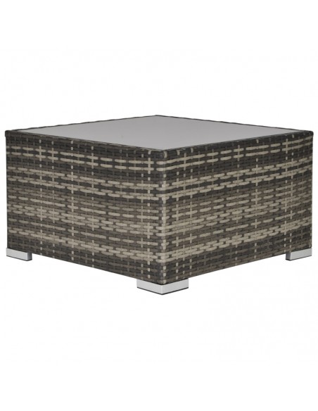 Outsunny Square PE Wicker Rattan Table with Glass Top - Dark Grey - pic 9574 | FastDaddyshop
