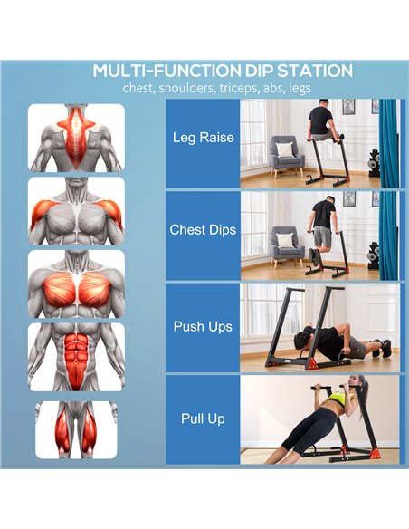 HOMCOM Dip Stand Station, Heavy Duty Upper Body Workout Equipment, Angled Grips, Tricep Dips, Pull-Ups, Push-Ups for Home, Gym,  - pic 95748 | FastDaddyshop