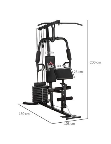 HOMCOM Multi-Exercise Gym Station, with 45kg Weight Stack, for Full Body Workout A91-133