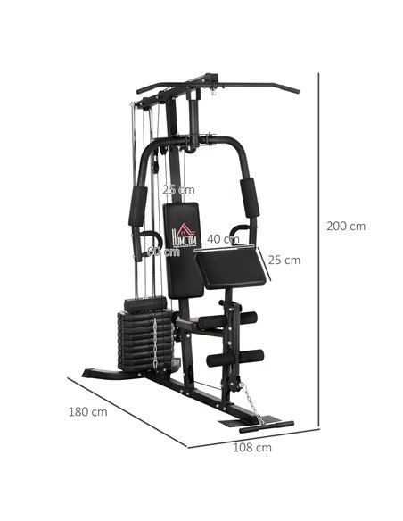 HOMCOM Multi-Exercise Gym Station, with 45kg Weight Stack, for Full Body Workout A91-133 - pic 95755 | FastDaddyshop