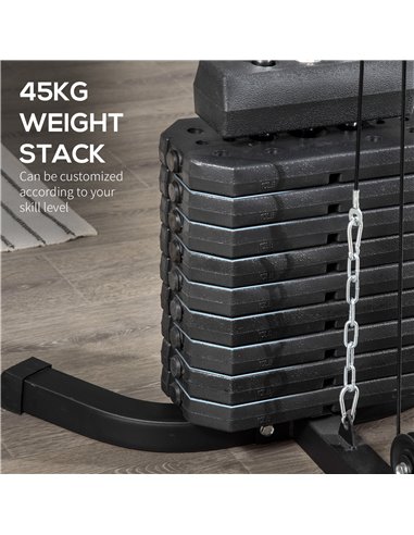 HOMCOM Multi-Exercise Gym Station, with 45kg Weight Stack, for Full Body Workout A91-133