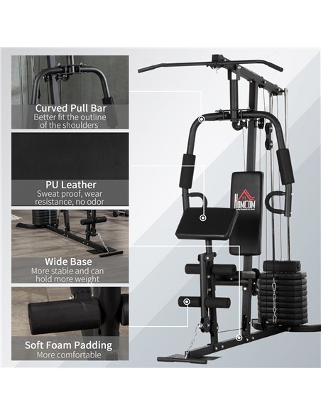 HOMCOM Multi-Exercise Gym Station, with 45kg Weight Stack, for Full Body Workout A91-133 - pic 95759 | FastDaddyshop
