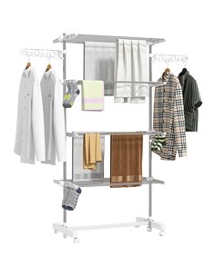 HOMCOM Folding Cloth Rail Adjustable Garment Rack With Wheels (4 Layer) 03-0063