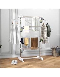 HOMCOM Folding Cloth Rail Adjustable Garment Rack With Wheels (4 Layer) 03-0063 2