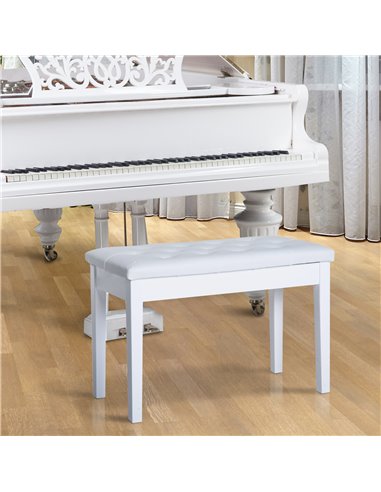 HOMCOM Faux Leather Piano Stool Makeup Dressing Stool Bench Dressing Table Seat with Storage 76x36x50cm,White