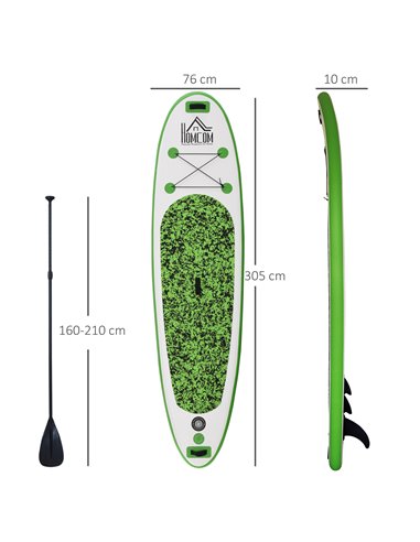 HOMCOM 10ft Blow up Paddle Board Standup Paddle Board Inflatable SUP Board Surfing Non-Slip Panel with Air Pump Beach Outdoor Ad